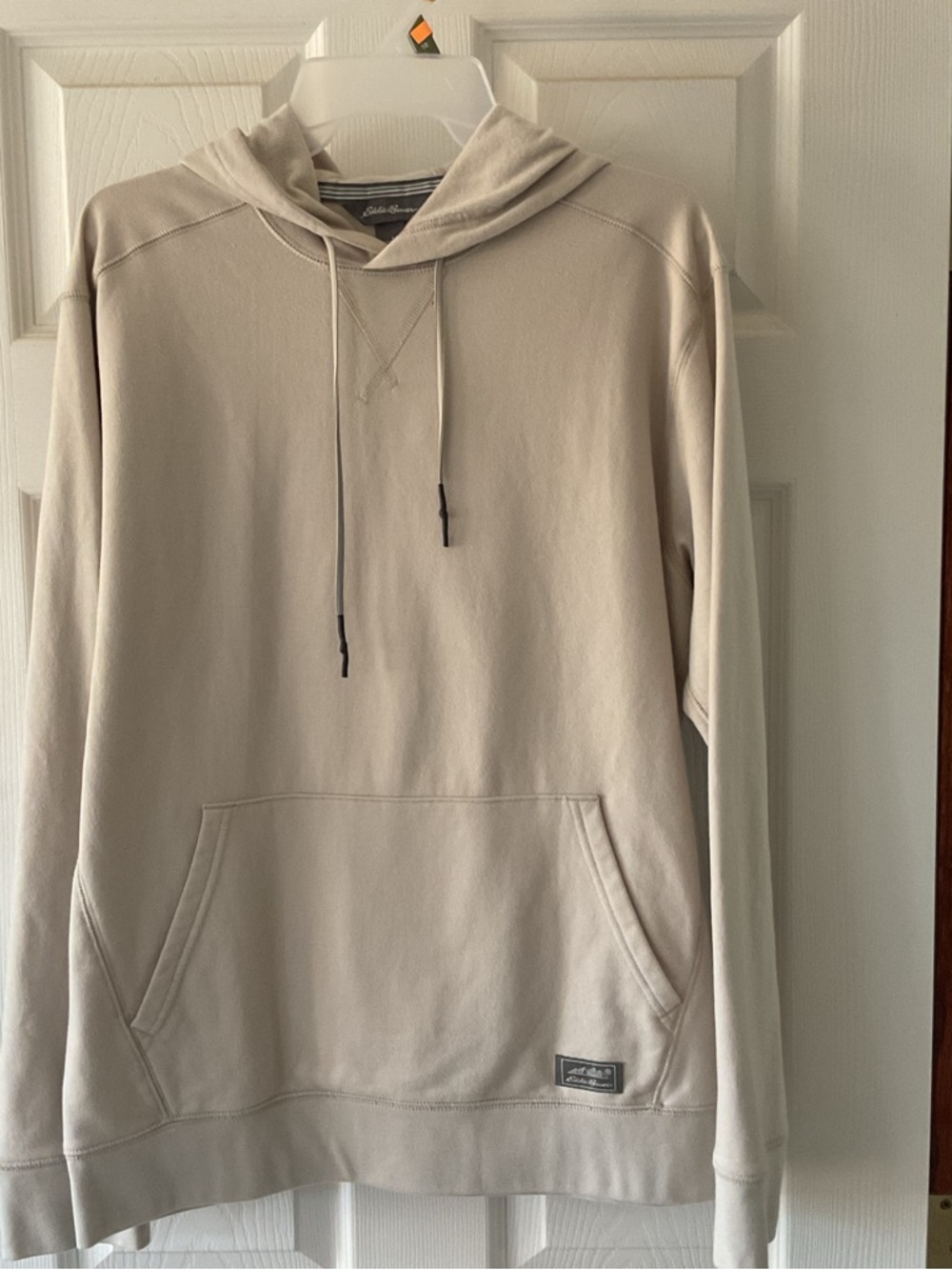 Eddie Bauer Men's Light Cream Hooded Pullover Sweatshirt